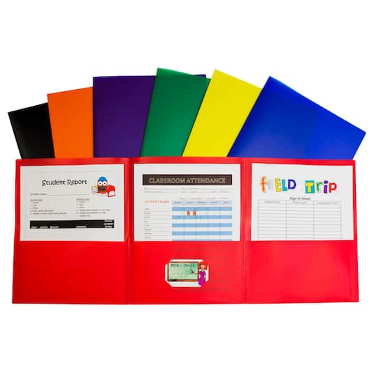 C-Line® Assorted Colors 3-Pocket Poly Portfolios, 24ct.